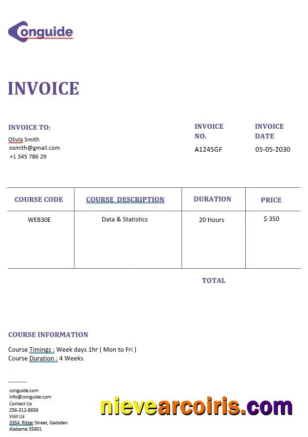 Online Courses Invoice